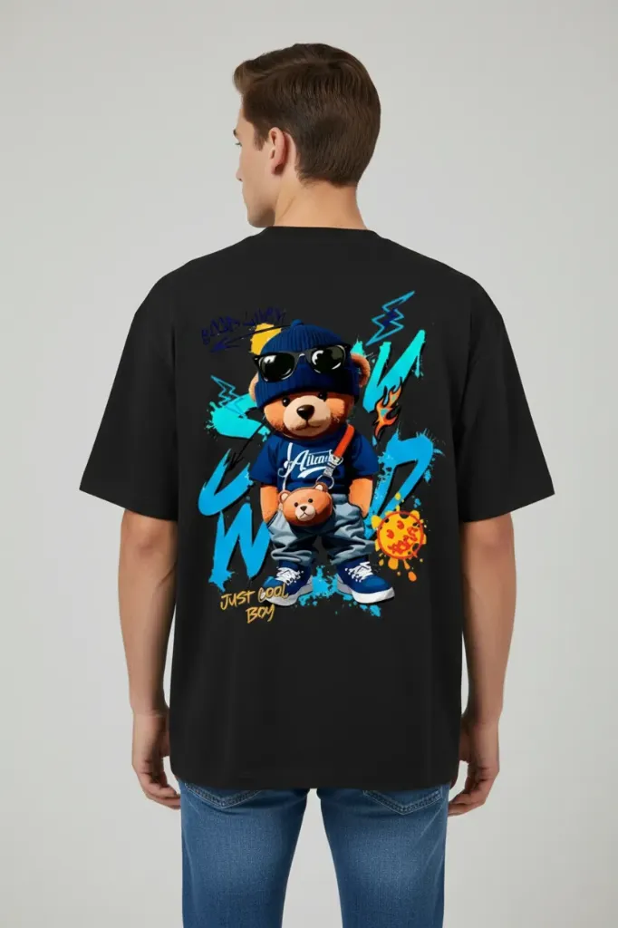 [BK001] Back print Oversized Cotton T-Shirt (Men/Women) (L)