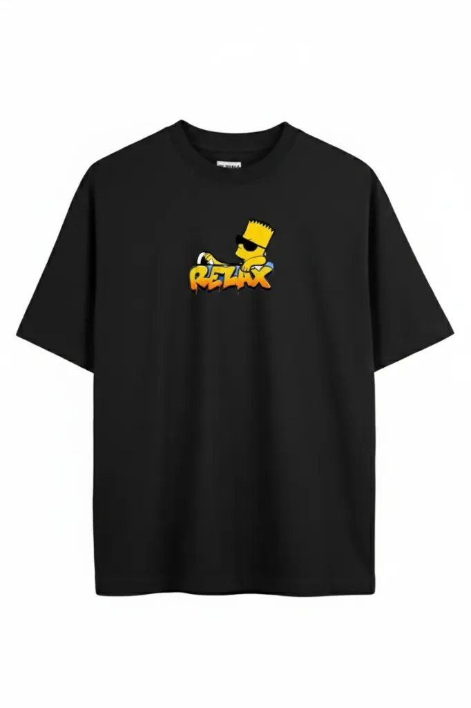 Small Relex Oversized Cotton T-Shirt (Men/Women) (L, black)