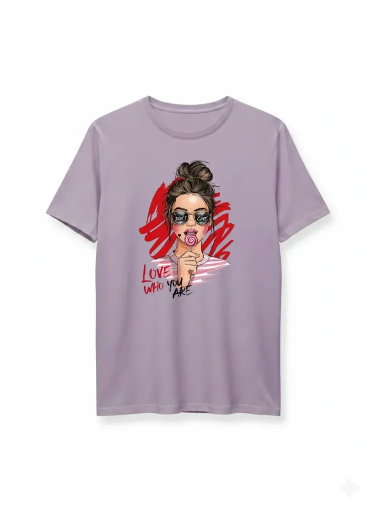 front Girl Oversized Cotton T-Shirt (L, purple)